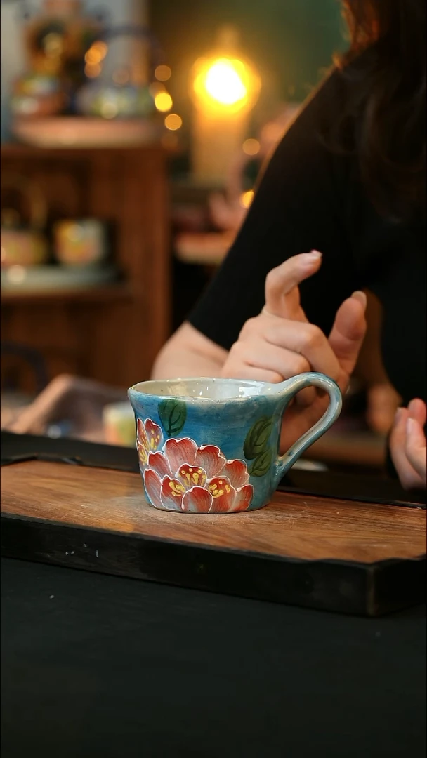 杯手绘心瓷陶瓷浮力