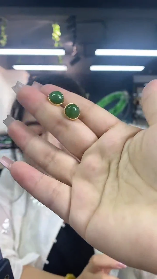 和田玉银S925镶嵌耳饰多样性发其一颜色微差