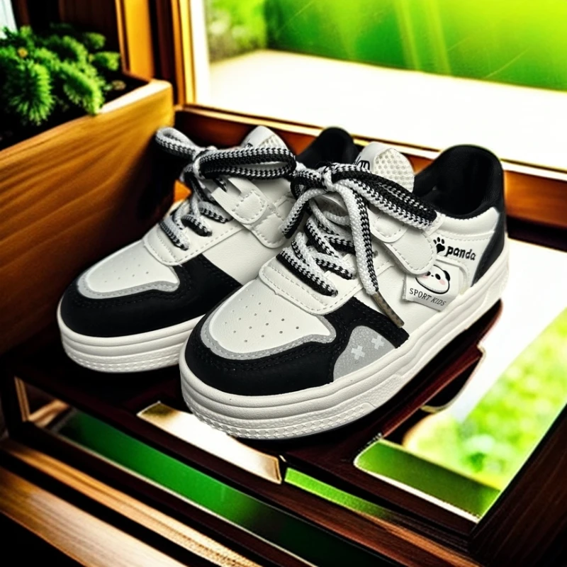 【断码低帮】温州童鞋四季板鞋魔术贴5017米黑米粉儿童学生鞋春季