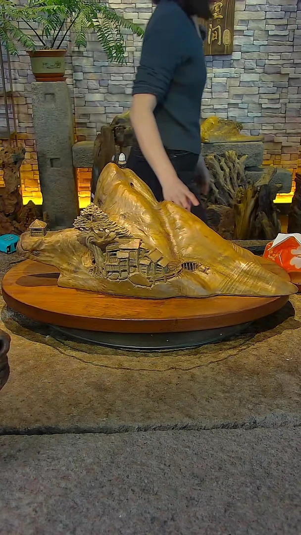 木金丝楠木山水摆件