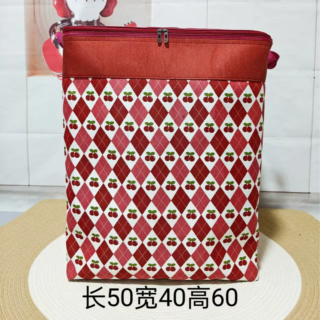 120升【双拉链升级钢圈】樱桃【带防潮盖】大容量收纳箱搬家用超大号