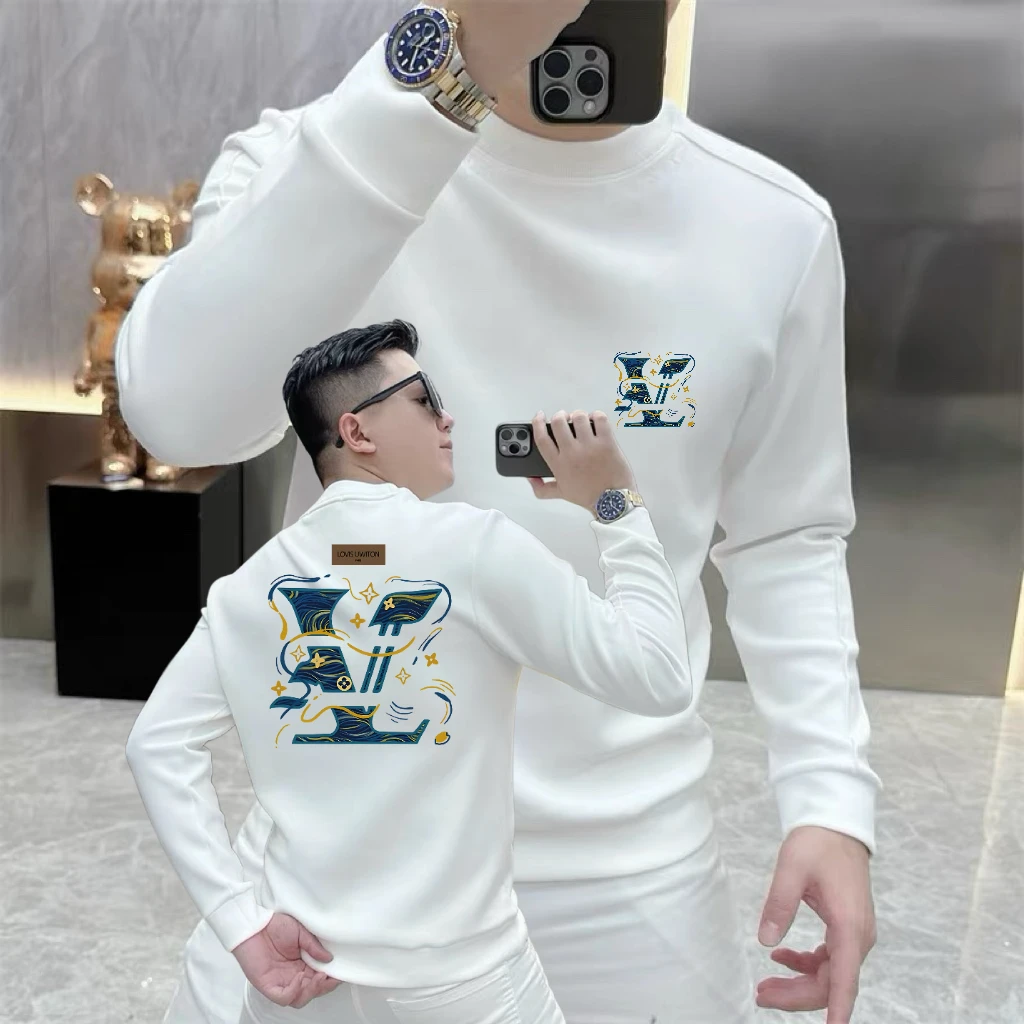 秋冬新款休闲卫衣男士长袖印花圆领潮流套头时尚百搭上衣