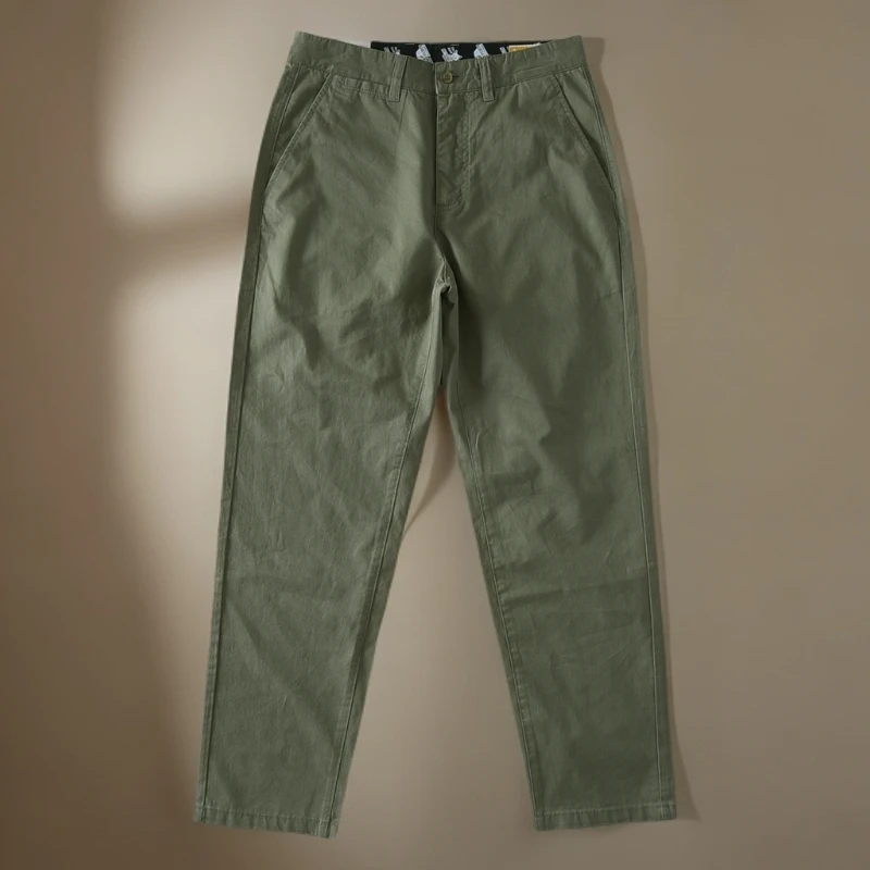 新款夏季薄款亚麻纯棉直筒休闲裤男士男款潮流套装帅气修身工装裤