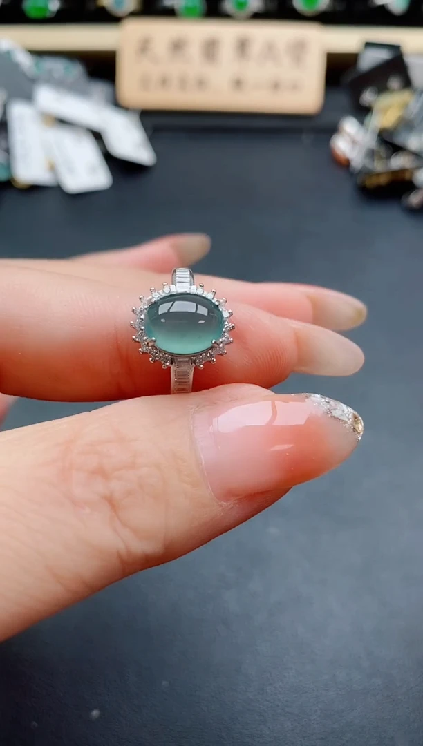 银S925镶嵌戒指翡翠1
