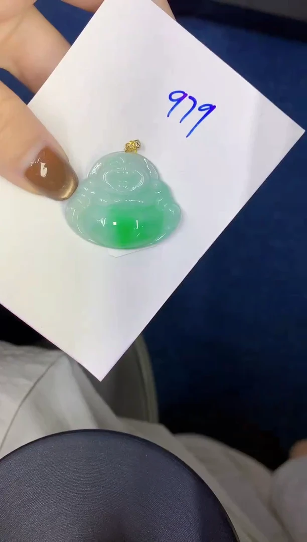 颈饰18K金镶嵌翡翠缅甸天然翡翠A货