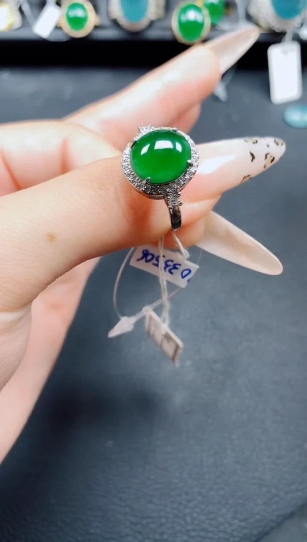 银S925镶嵌戒指翡翠翡翠