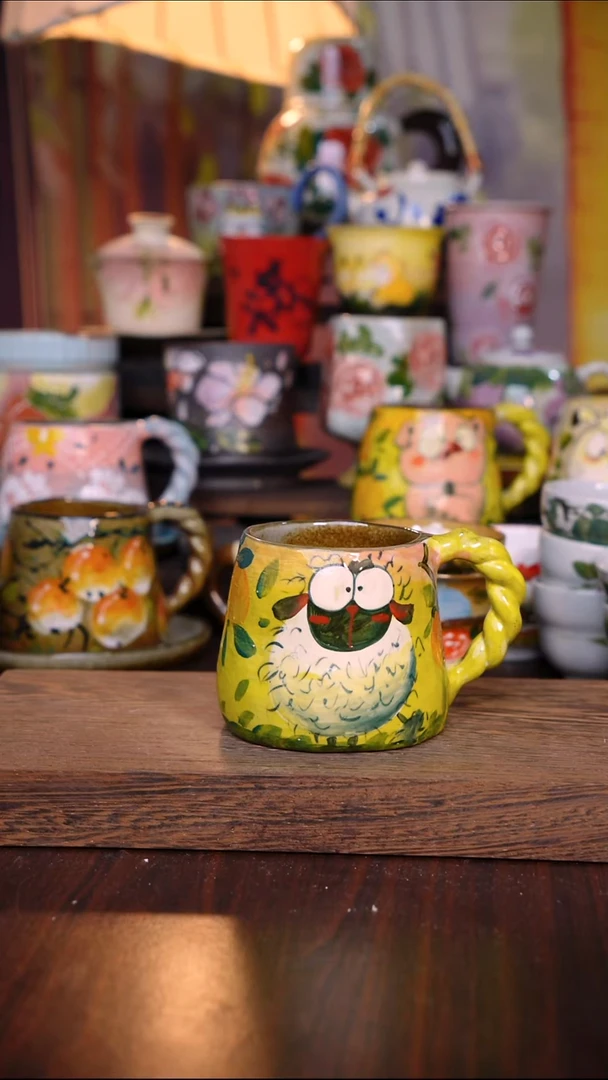 杯子陶泥垚手作 景德镇手工手绘陶瓷器物