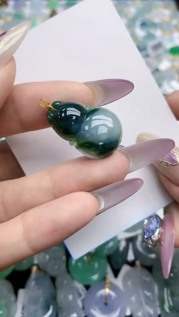 翡翠挂件18K金镶嵌18   天然翡翠A货