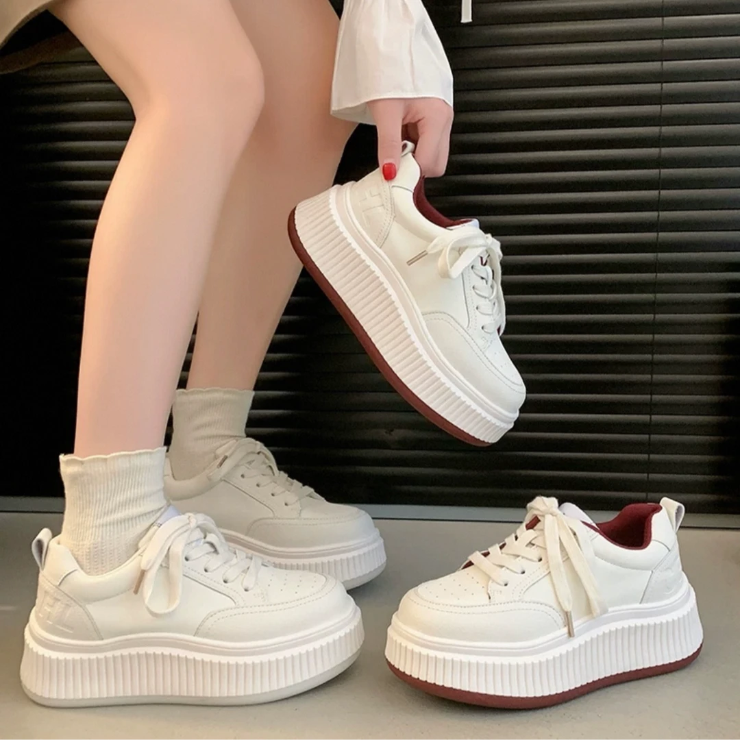 厚底小白鞋女2025年春季新款小个子增高松糕鞋百搭运动休闲鞋
