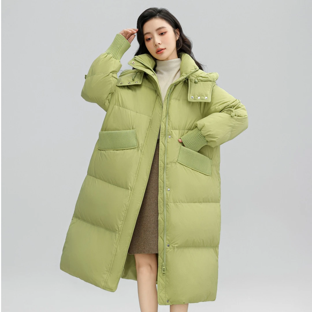 鸭鸭羽绒服女长款冬季休闲加厚百搭保暖连帽外套YE3B623283L