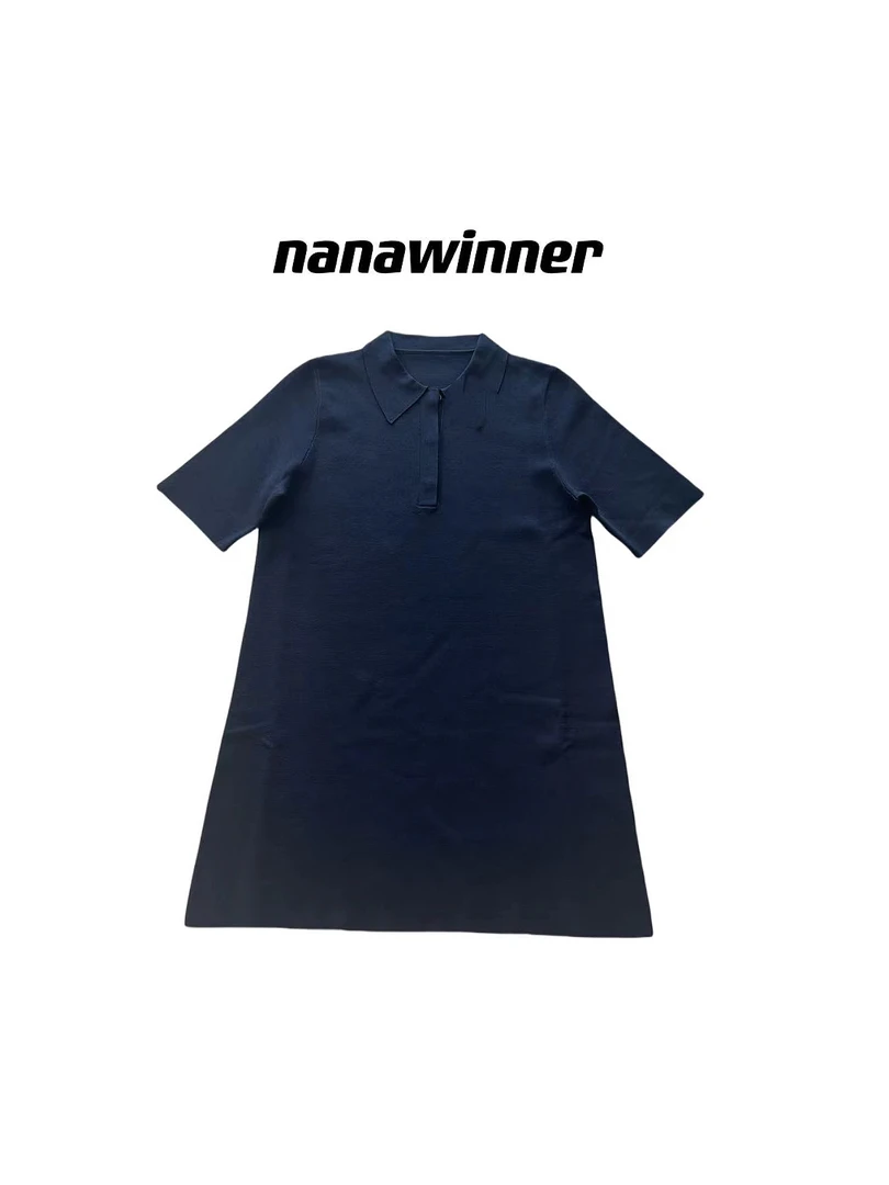 nanawinner-【YES连衣裙】经典百搭老钱风纯色修身翻领polo连衣裙