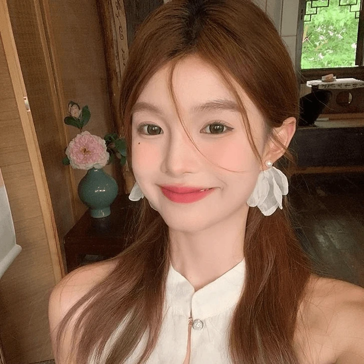 合金耳饰 超仙雪纺网纱花朵耳环小众前后戴耳钉甜美少女法式耳饰