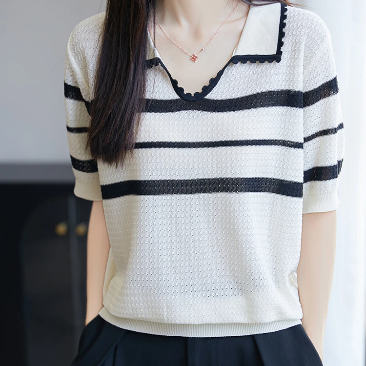 夏款爆款防晒开衫时尚圆领法式宽松显瘦上衣镂空