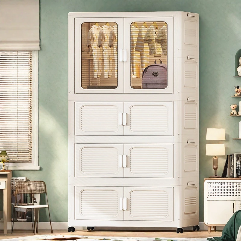 T85CM收纳柜儿童衣柜家用卧室衣服整理储物柜宝宝简易置物柜