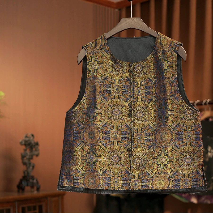 【 锦章】新中式桑蚕丝中国风女装马甲