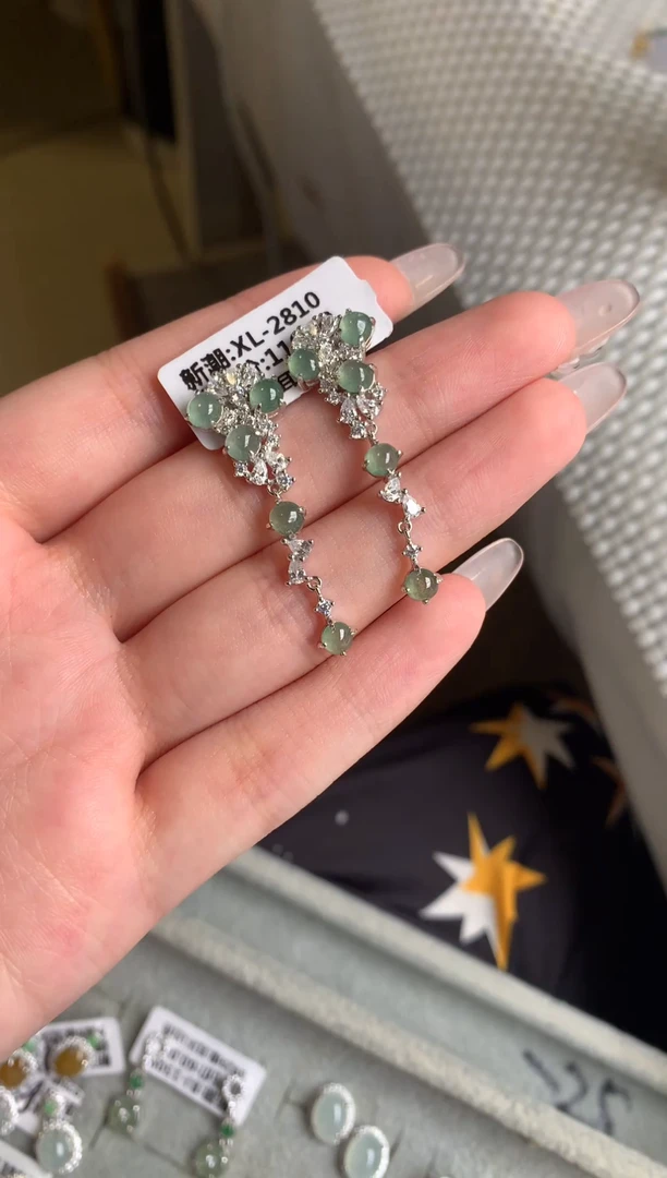 银S925镶嵌戒指翡翠耳饰20