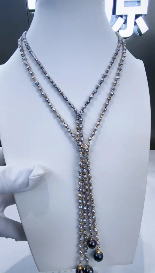 项链银S925镶嵌海水珍珠Y海水设计款项链多样性发一