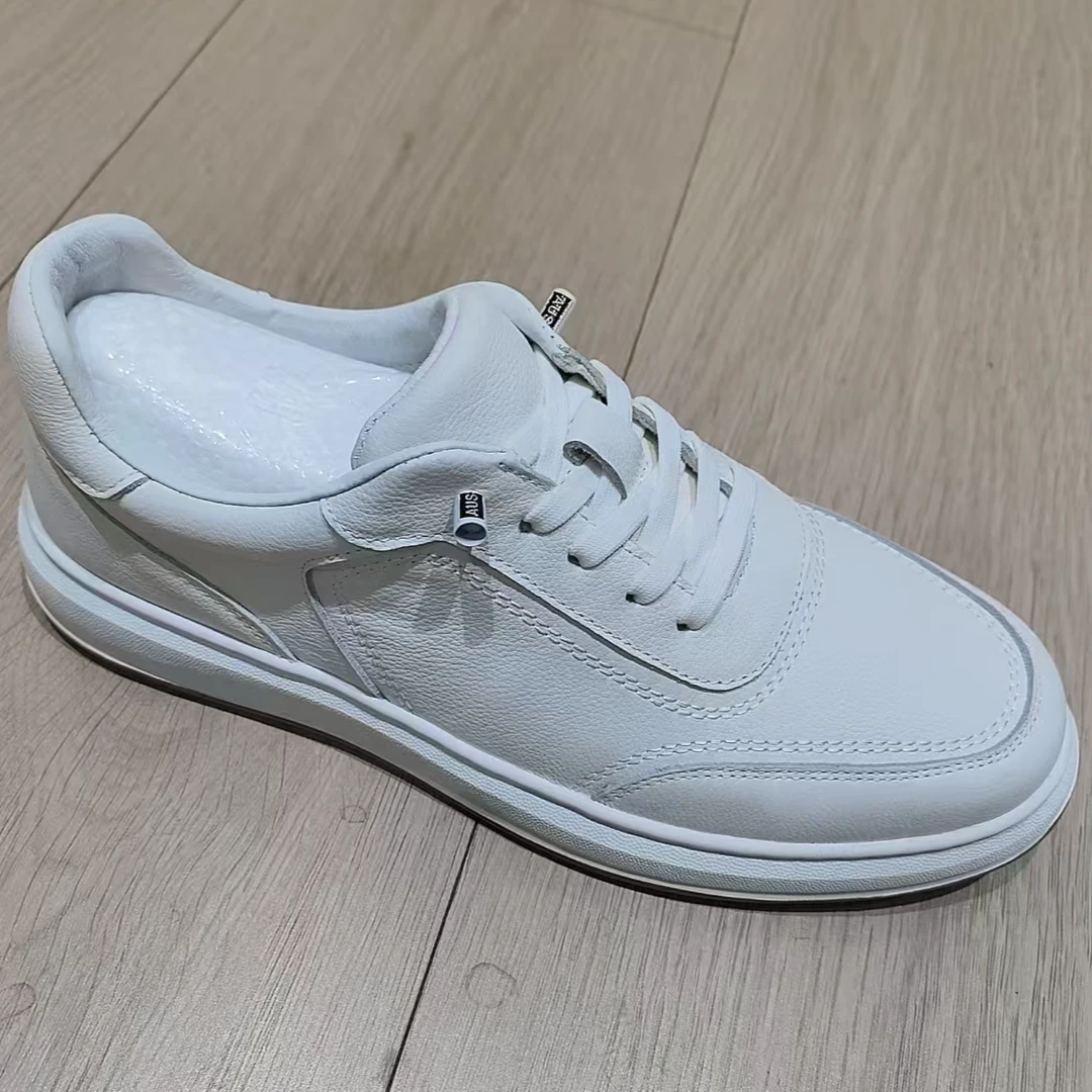 时尚简约风休闲透气舒适百搭休闲皮鞋平底圆头低帮男鞋小白鞋