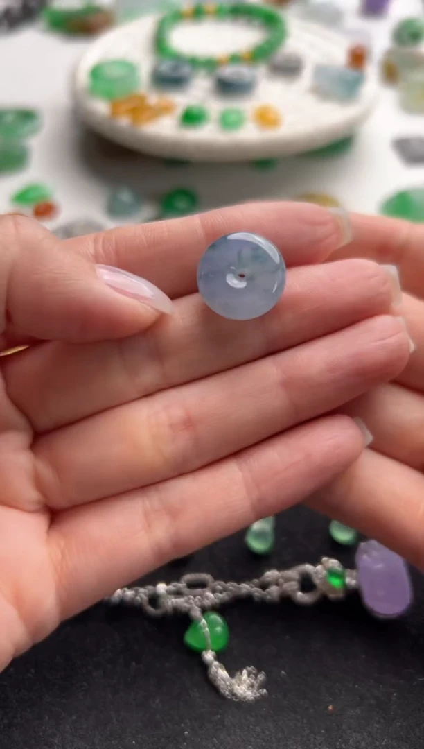 定制翡翠未镶嵌飘花平安扣2800