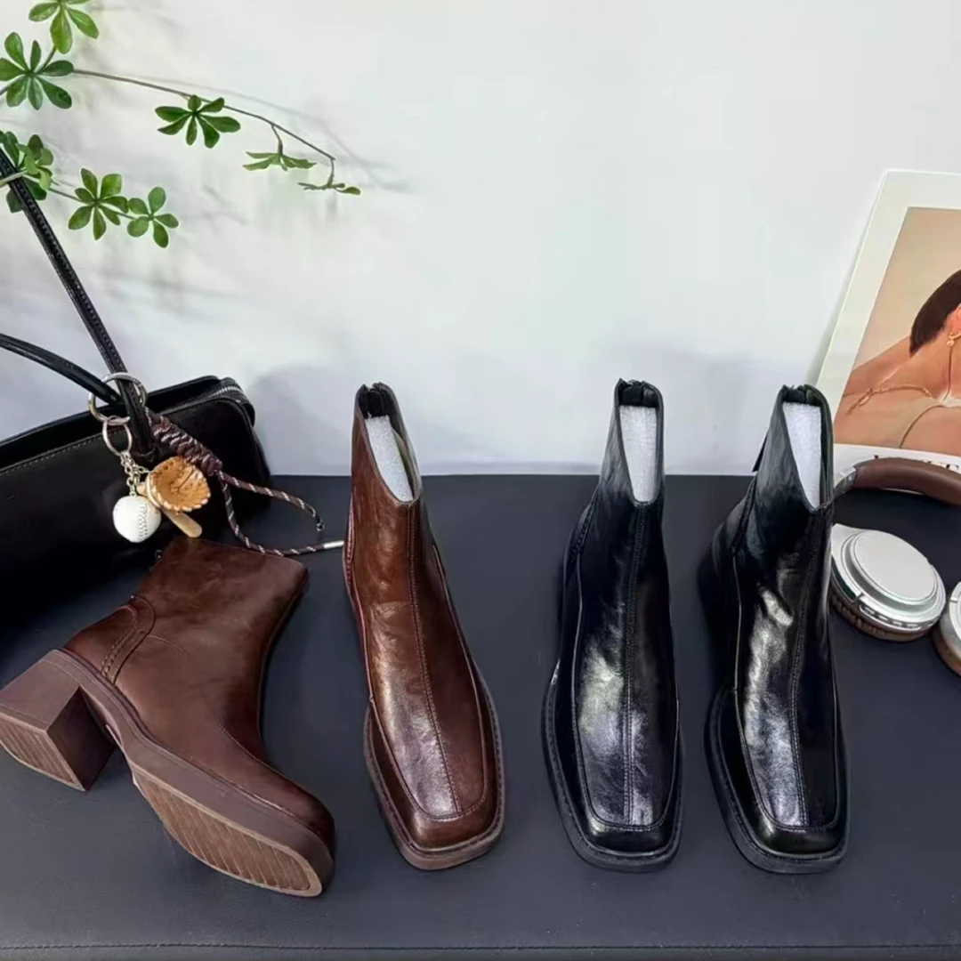 【全额补贴运费】方头短筒不勒脚防水防滑马丁靴英伦风 N8066