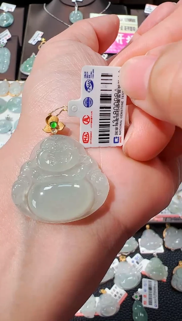 【闪购商品】翡翠吊坠(不含链)18K金镶嵌佛公吊坠98A