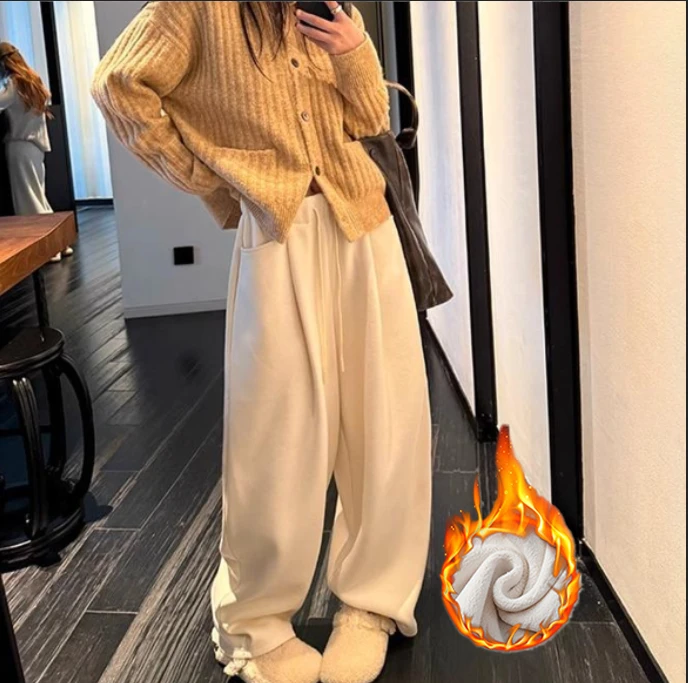 秋冬云朵裤松弛休闲弯镰刀香蕉裤加绒灯笼气球阔腿裤