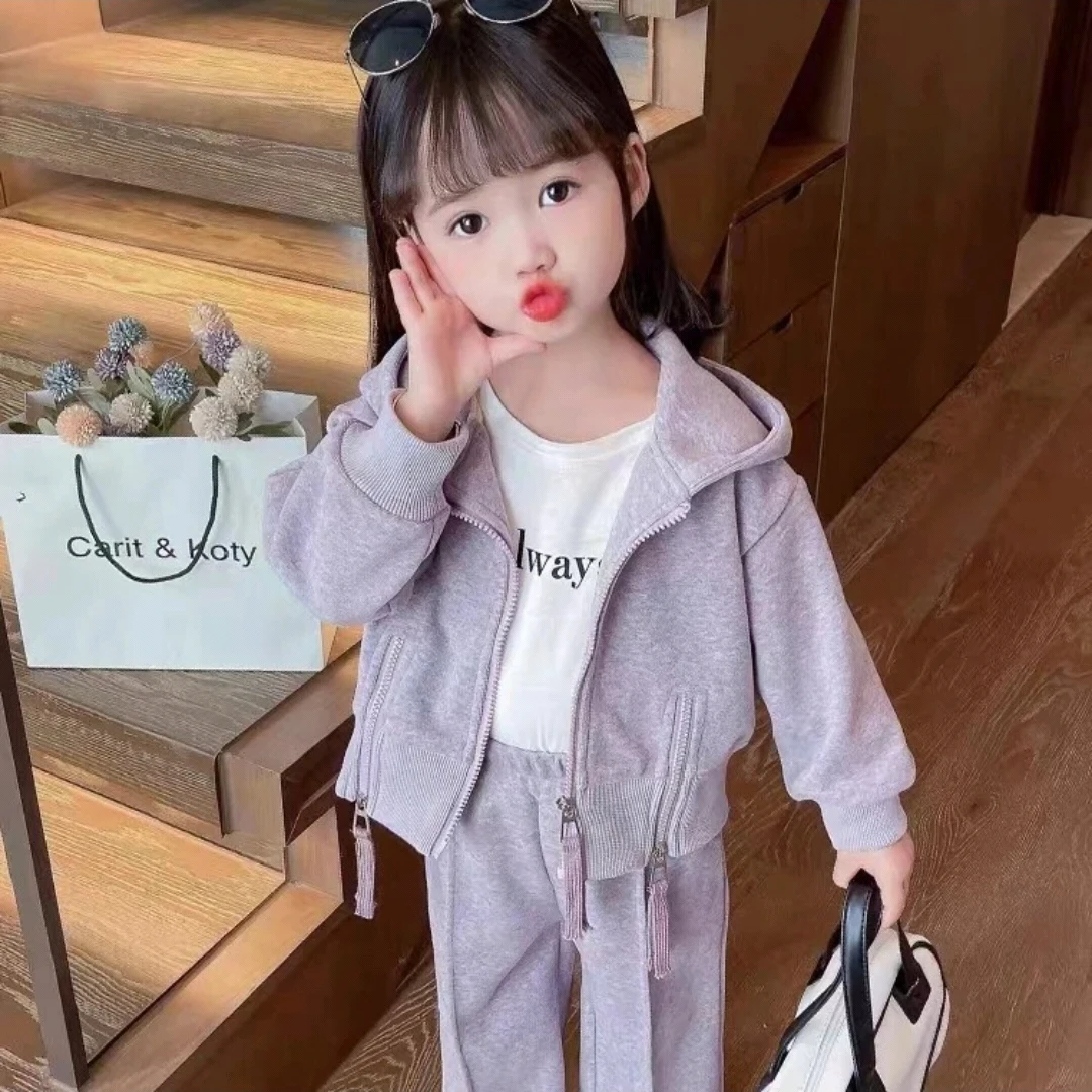 【秋上新】女童秋季新款休闲时髦运动套装儿童套装女宝宝休闲两件