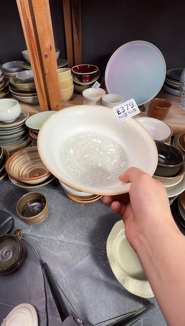 瓷片Z**～e379白流沙7寸反口盘