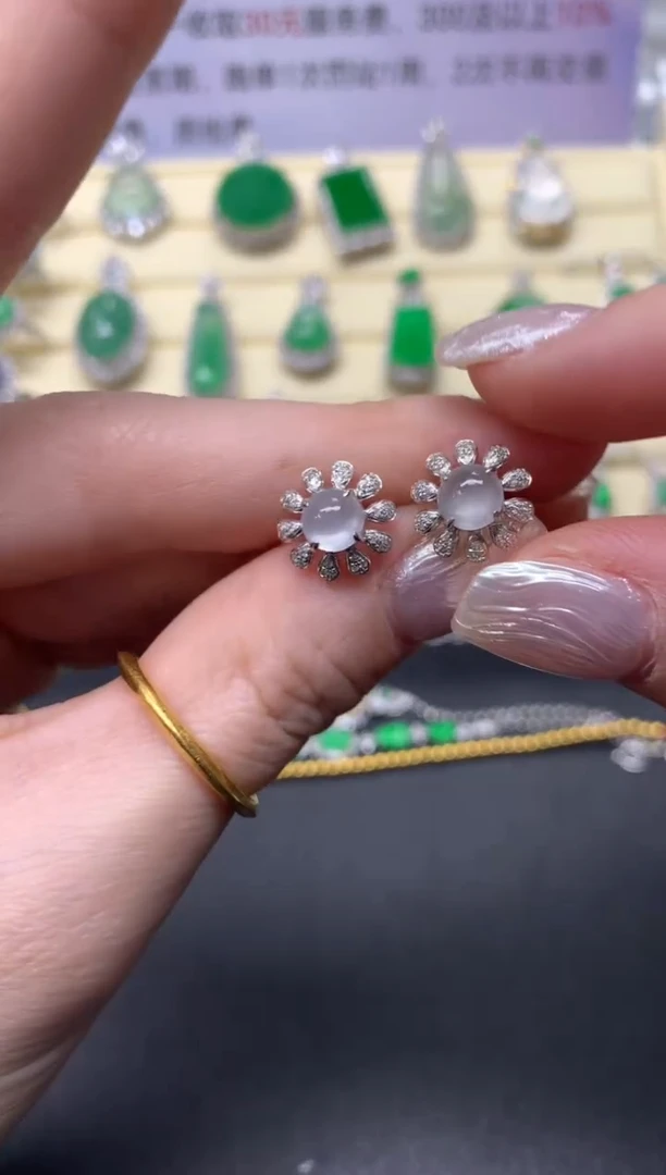 【闪购商品】翡翠耳饰18K金镶嵌耳饰|1800+180