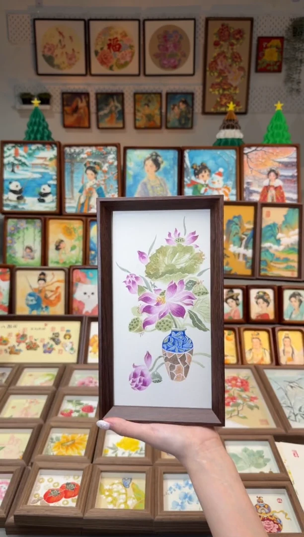 国画紫荷花 手绘国画27