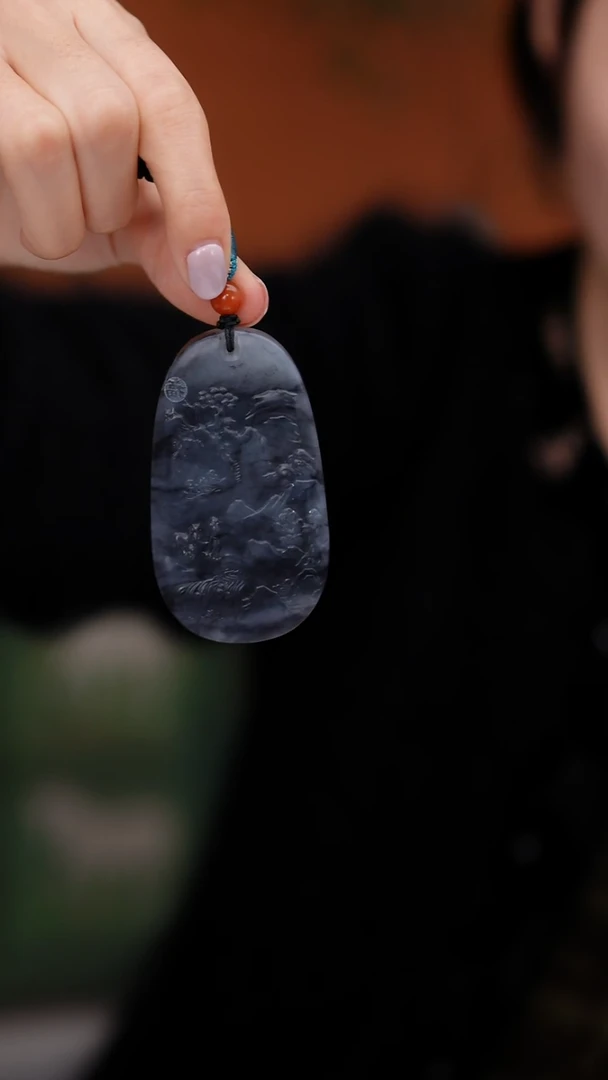 未镶嵌和田玉挂件MZY1035和田玉青花平安牌吊坠