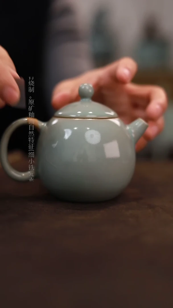 【闪购商品】杯0687微瑕柴烧清凉寺天青仿古压手杯