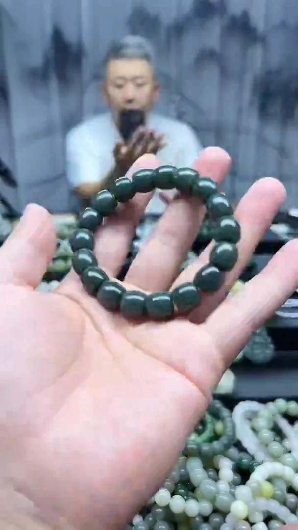 未镶嵌手串和田玉沙枣青直切卡12纯天然拍一发一