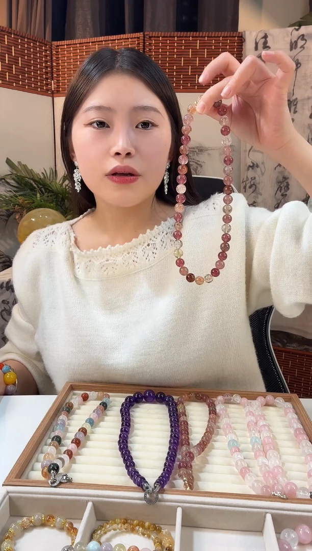 颈饰未镶嵌水晶雪姐草莓晶黑金超七项链