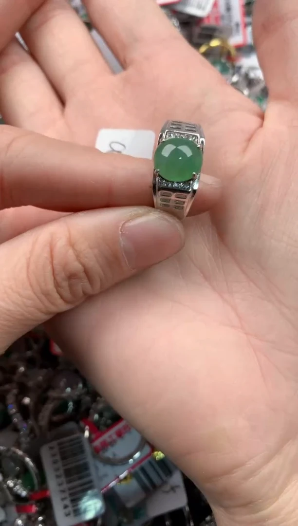 银S925镶嵌戒指翡翠999   5