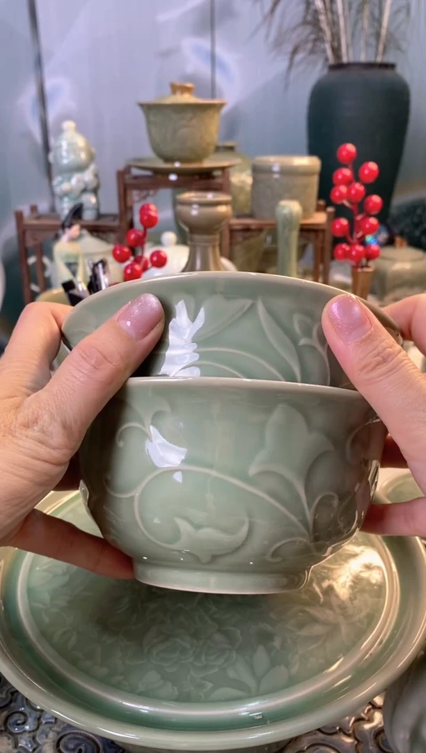 耀州窑瑕疵处理 5.5英寸玉兰碗 2只