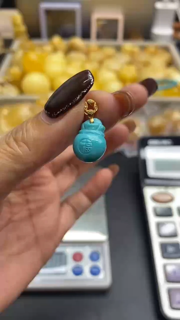 琥珀18K金镶嵌珠宝奇石阳****92628/7发1