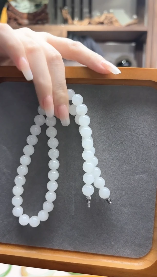 和田玉未镶嵌颈饰白玉项链10mmXEZB