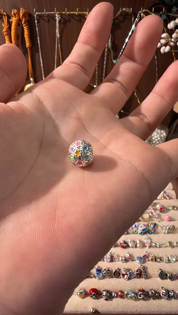 无足银?****?珐琅彩七彩星星穿孔