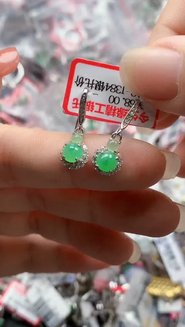 银S925镶嵌戒指翡翠天然A货缅甸翡翠