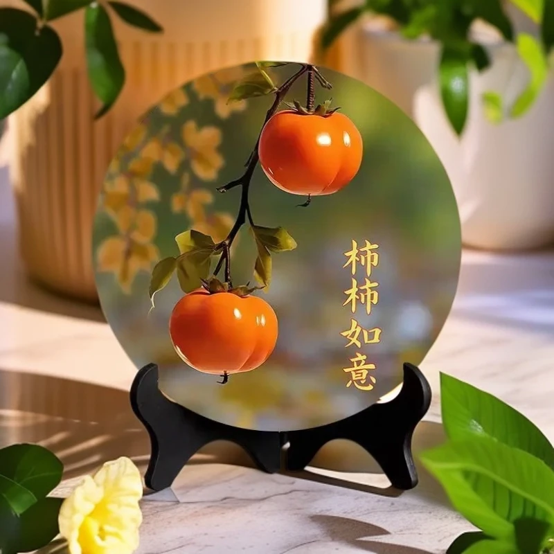 【半价处理】柿柿如意高档摆件现代装饰画相框餐厅摆台乔迁家庭饰品