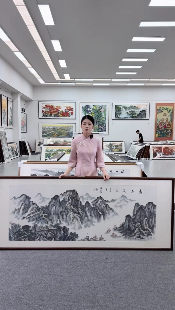 国画手绘 水墨山水  219*88