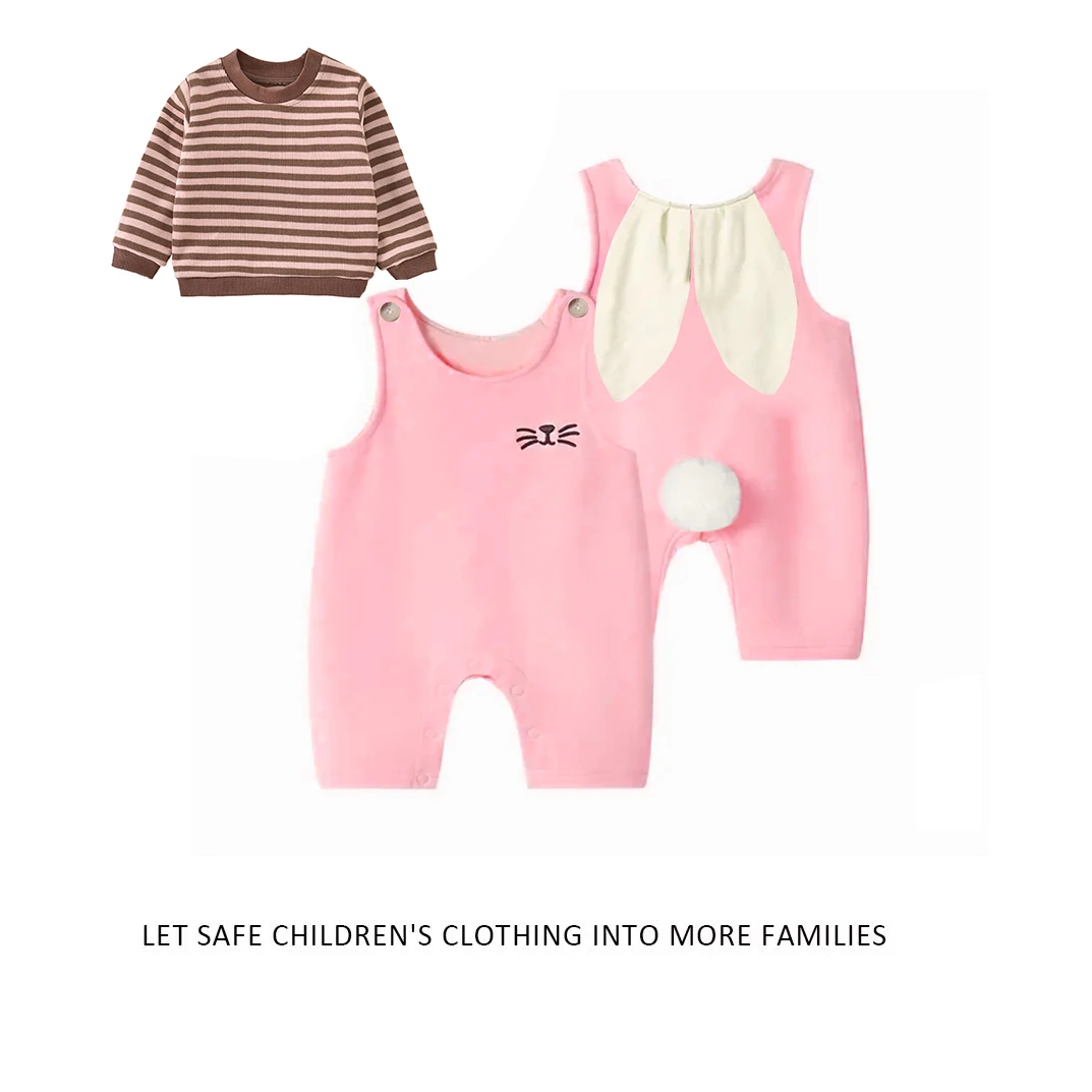 新款兔耳朵可爱婴儿连体衣春秋男女哈背带裤宝宝外出爬服长袖