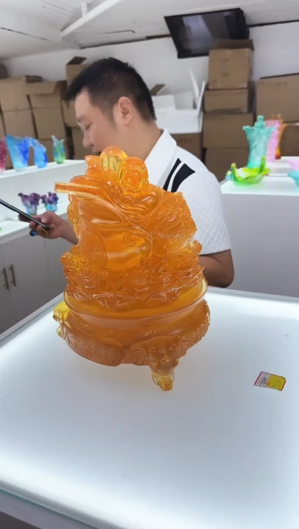 手工艺品琉璃张****丽古法琉璃金蝉