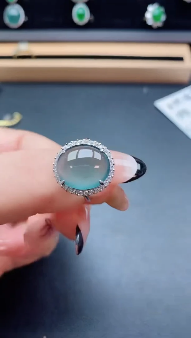 银S925镶嵌戒指翡翠1