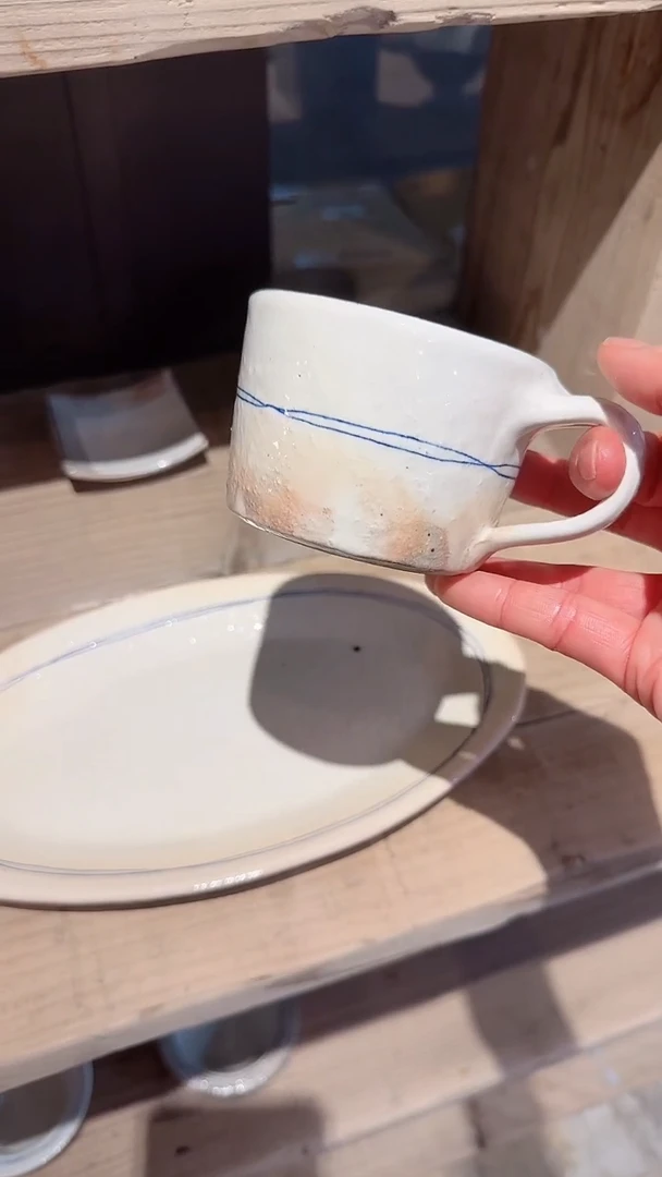 【闪购商品】杯【预售】粉引蓝线宽口马克*1个(随机)