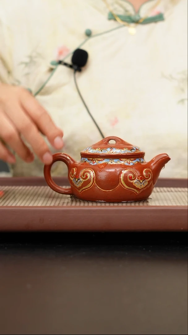茶壶紫砂小煤窑朱泥珐琅彩仿古如意200