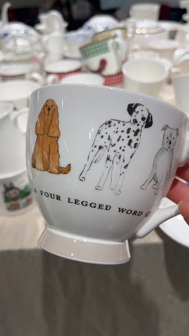 瓷狗狗早餐杯隆达骨质瓷