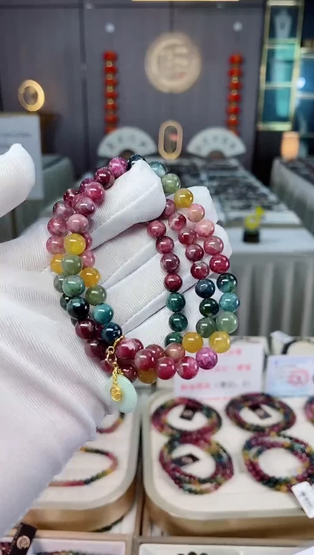 未镶嵌老矿碧玺三圈手串7mm+碧玺xion多样性发一条