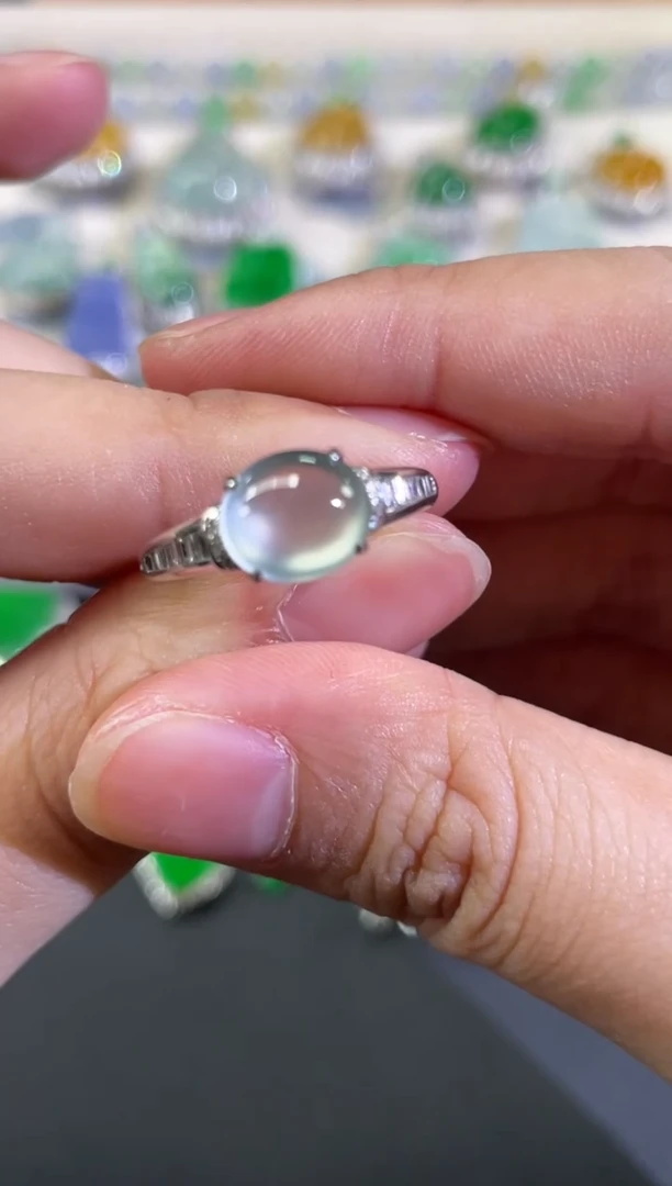 18K金镶嵌戒指翡翠A585|12800